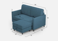Divano 2 Posti con Pouf 138x155x85 cm Karay in Tessuto Avio
