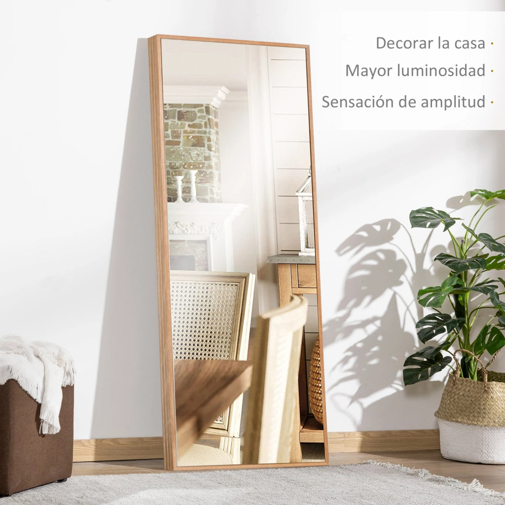 Specchio da Parete Grande ¨C zephmum ¨C Legno Naturale 45x125 cm