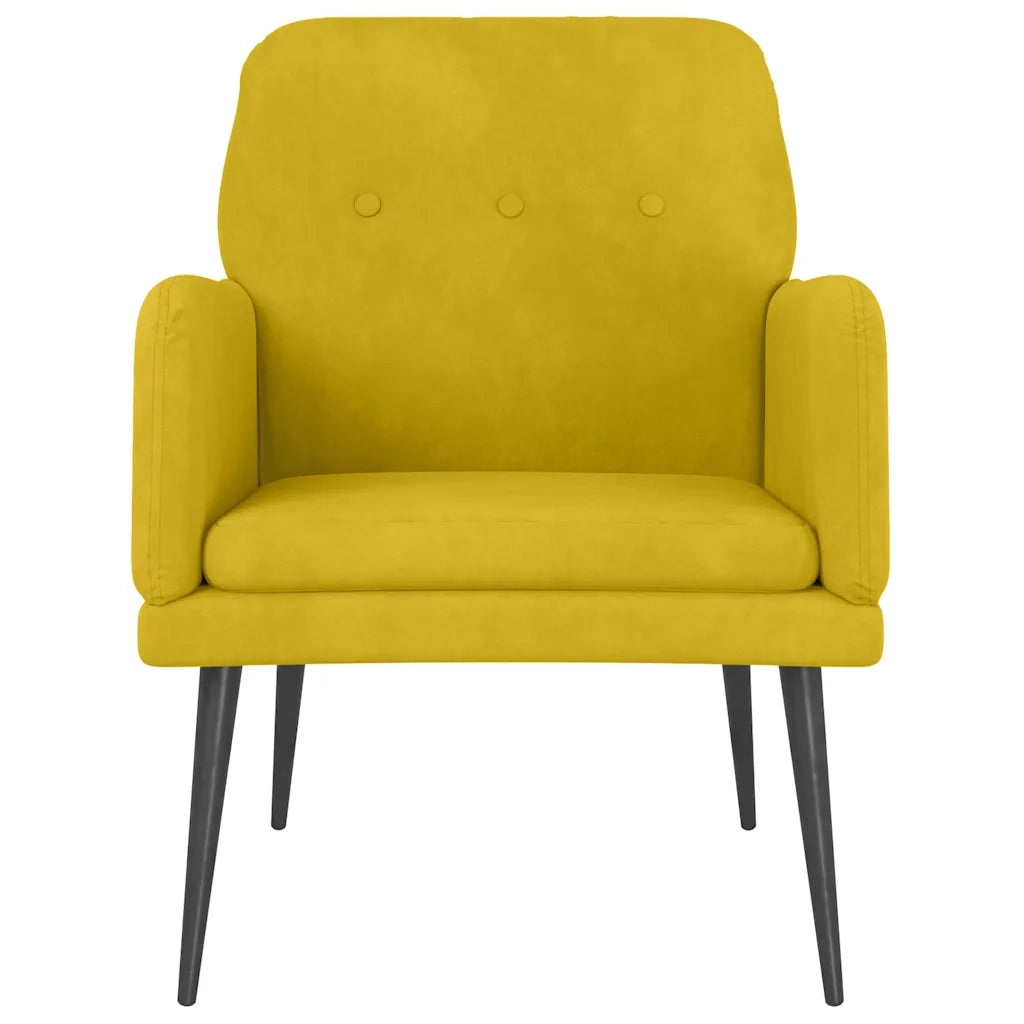 Poltrona | Sedia Relax Gialla 62x79x79 cm Velluto