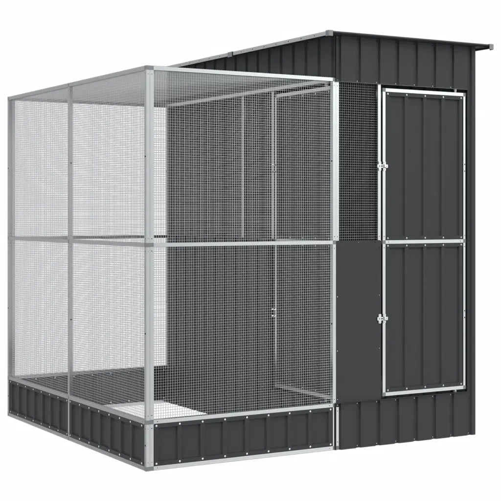 Voliera con Estensione Argento 209x203x216 cm in Acciaio