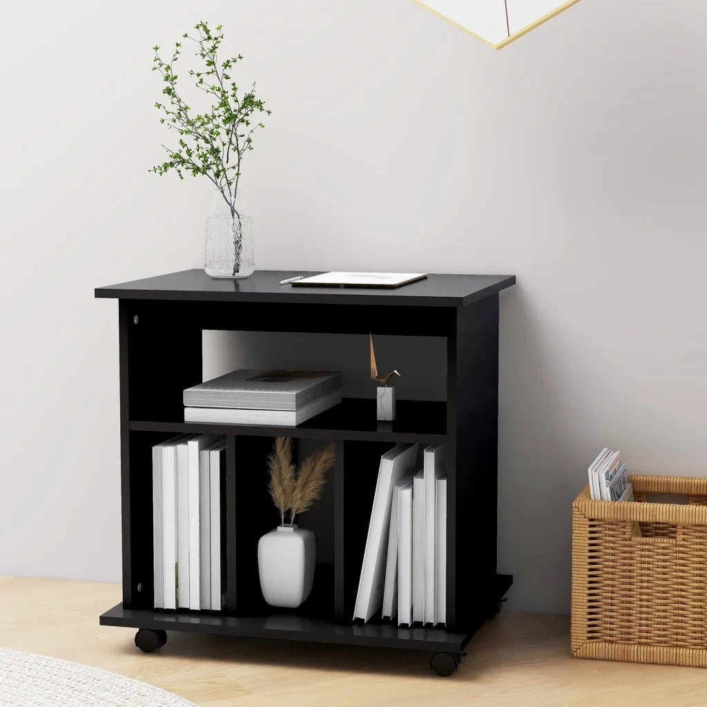 Mobiletto con Ruote Nero 60x45x60 cm in Legno Multistrato 808477