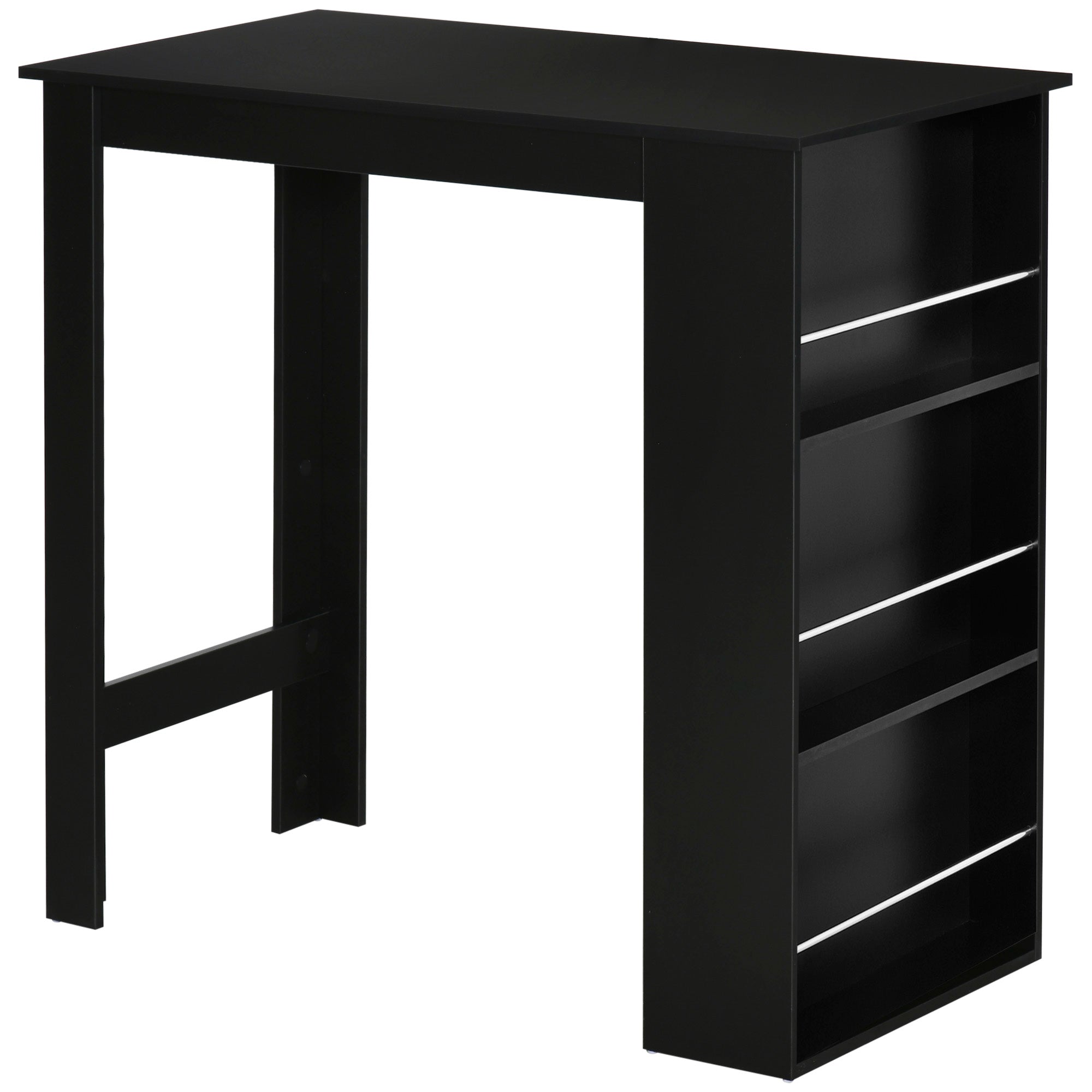 Tavolo Alto da Bar 112x57x106 cm con Mensole in Legno Nero