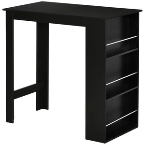 Tavolo Alto da Bar 112x57x106 cm con Mensole in Legno Nero