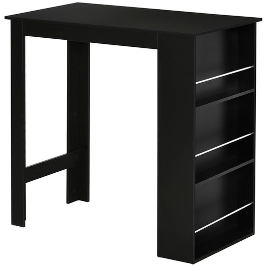 Tavolo Alto da Bar 112x57x106 cm con Mensole in Legno Nero