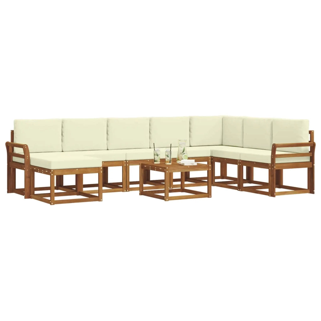 Set di divani da esterno con cuscino 9 pcs Naturale e Crema