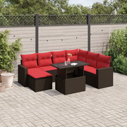 Set Divani da Giardino 8 pz con Cuscini Marrone in Polyrattan 3267444