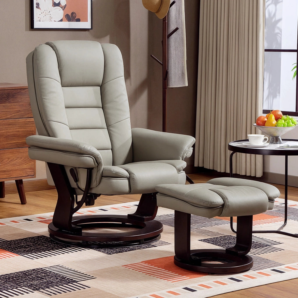Poltrona relax reclinabile massaggiante con poggiapiedi ¨C zephmum ¨C marrone similpelle 360¡ã girevole