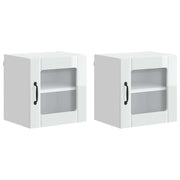 Pensile da cucina | Mobile in vetro da parete LUCCA 2 pz Bianco Lucido
