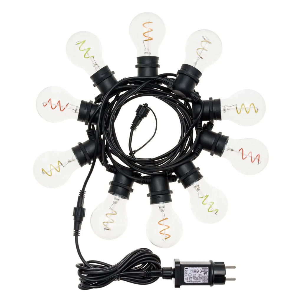 Party Light 36V 10 A60 E27 Spiral Filament LED 4+5m Multicolor