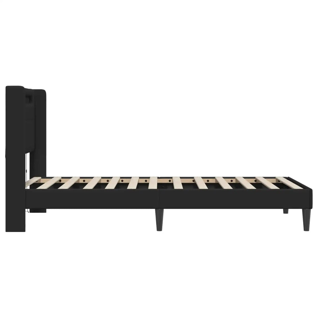 Struttura del letto con strisce LED Nero 80 x 200 cm Similpelle 42027961