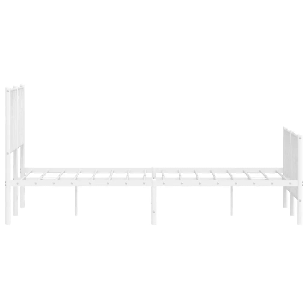Giroletto con Testiera e Pediera Metallo Bianco 140x190 cm 374504