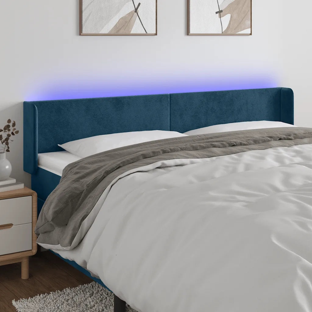 Testiera a LED-Testata con LED Blu Scuro 183x16x78/88 cm in Velluto 212201
