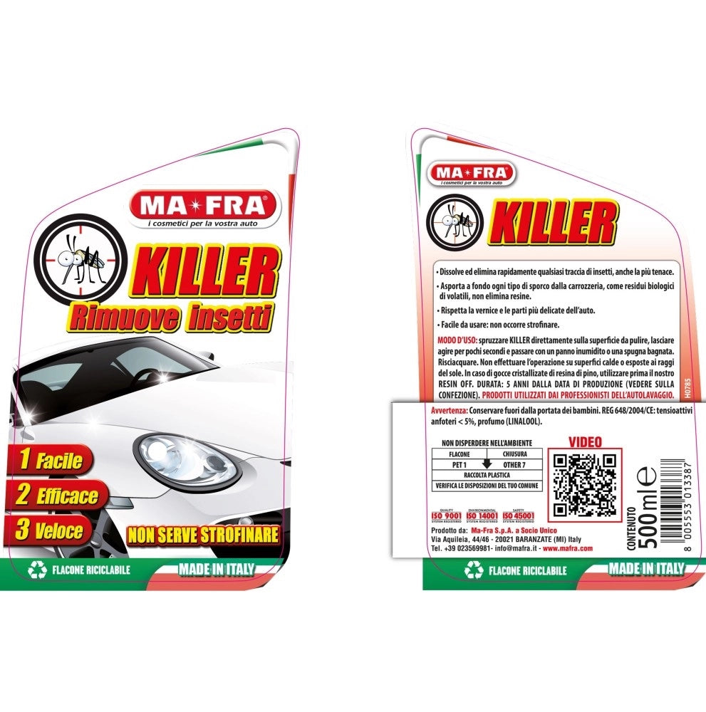 Mafra killer detergente spray per auto elimina macchie e insetti e moscerini 500 ml