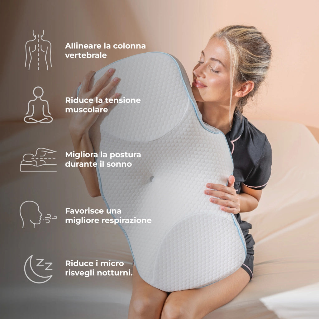 Cuscino Antirussamento Memory Foam Ergonomico 67x36x13 cm – Supporto Cervicale Ortopedico per Dormire su Schiena e Fianco – Federa Traspirante Rimovibile, Ideale per Chi Soffre di Russamento e Dolori Cervicali
