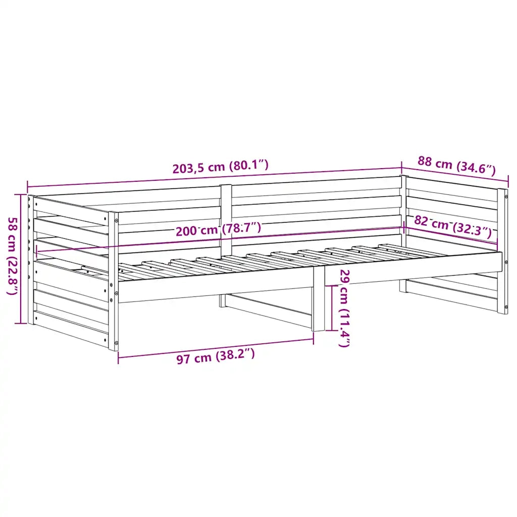 Lettino da giorno senza Materasso 80x200 cm in Legno Massello di Pino 868197
