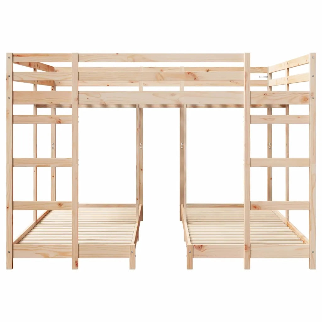 Struttura letto a castello triplo Naturale 80 / 200 x 200 cm