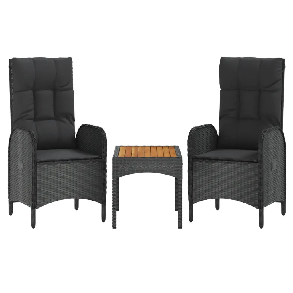 Set da Pranzo da Giardino 5 pz Nero con Cuscini in Polyrattan 3185088