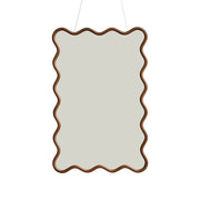Specchio in legno di hevea dal design organico, 92,5cm, noce