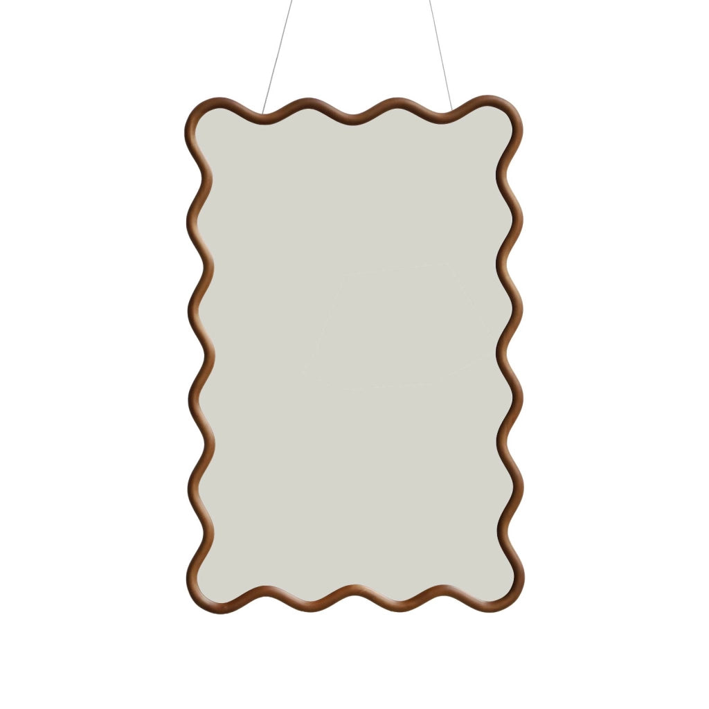 Specchio in legno di hevea dal design organico, 92,5cm, noce