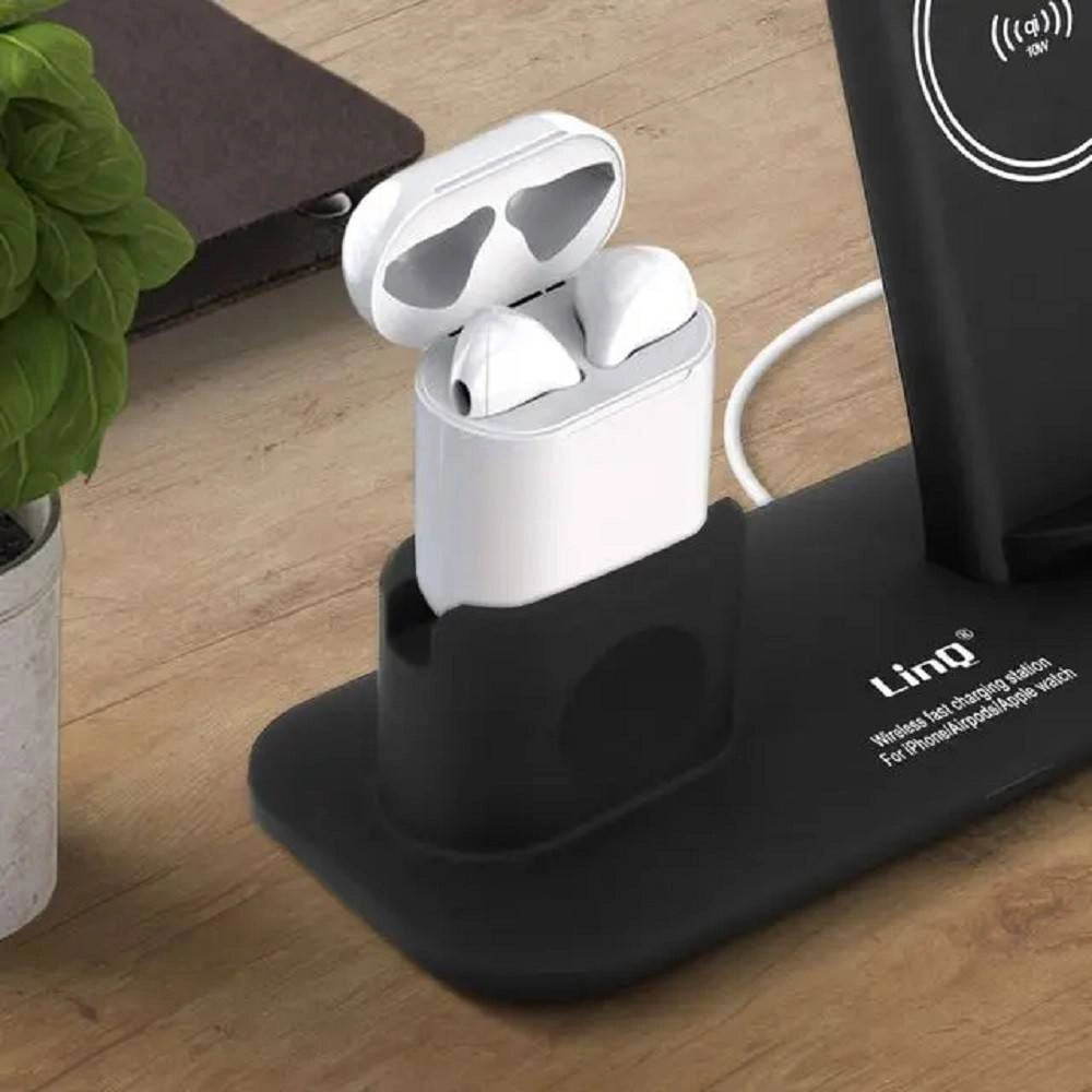 Trade Shop - Stazione Di Ricarica Rapida Wireless 3 In 1 Per Iphone Apple Watch Airpods W8899 -