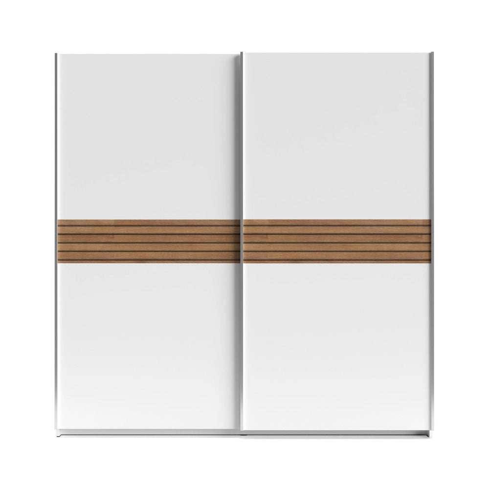 Armadio Metropol 2 ante scorrevoli 200 cm bianco con inserti rovere