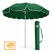 Ombrellone Mare 220 cm Antivento UV50+ 16 Stecche Fibra Palo Alluminio Inclinabile