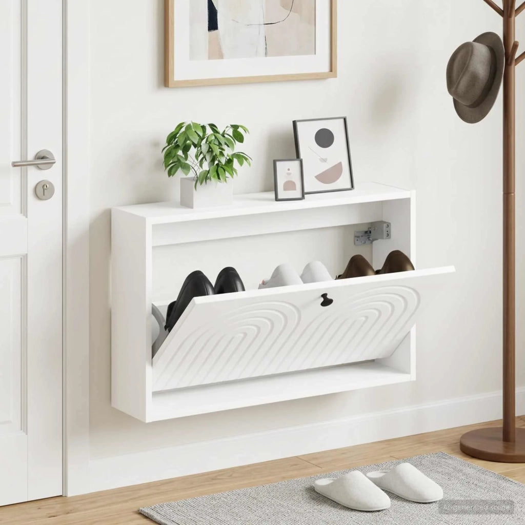 Mobiletto per Scarpe da Muro ALKMAAR 71 x 17 x 43 cm Bianco 896185