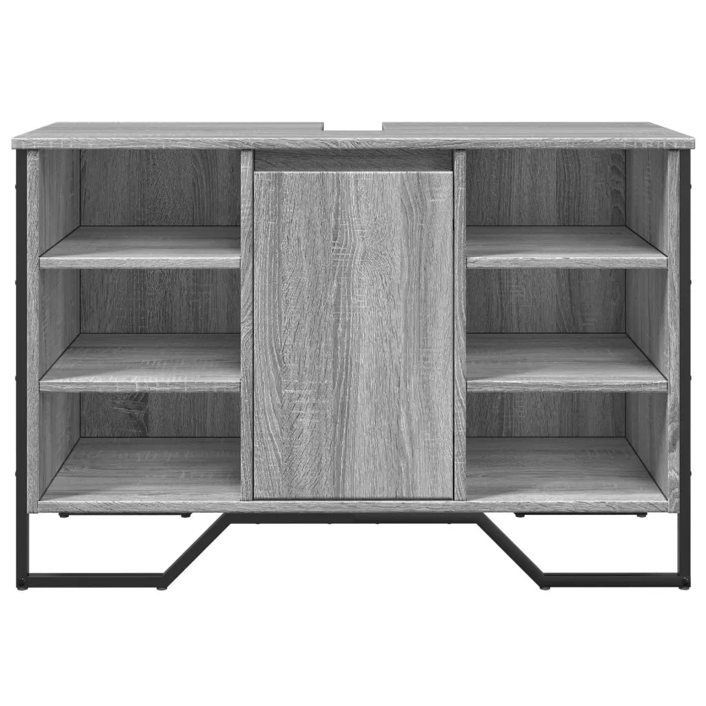 Mobile bagno moderno con ampio spazio contenitivo 91 x 35 x 60 cm legno composito grigio 02_0049581