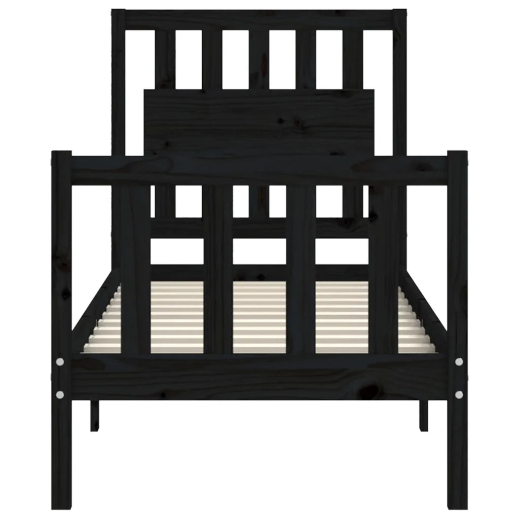 Giroletto con Testiera Nero Small Single in Legno Massello