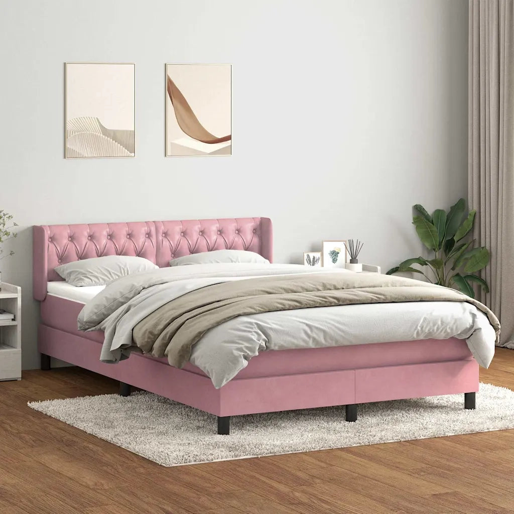 Giroletto a Molle con Materasso Rosa 140x210 cm in Velluto