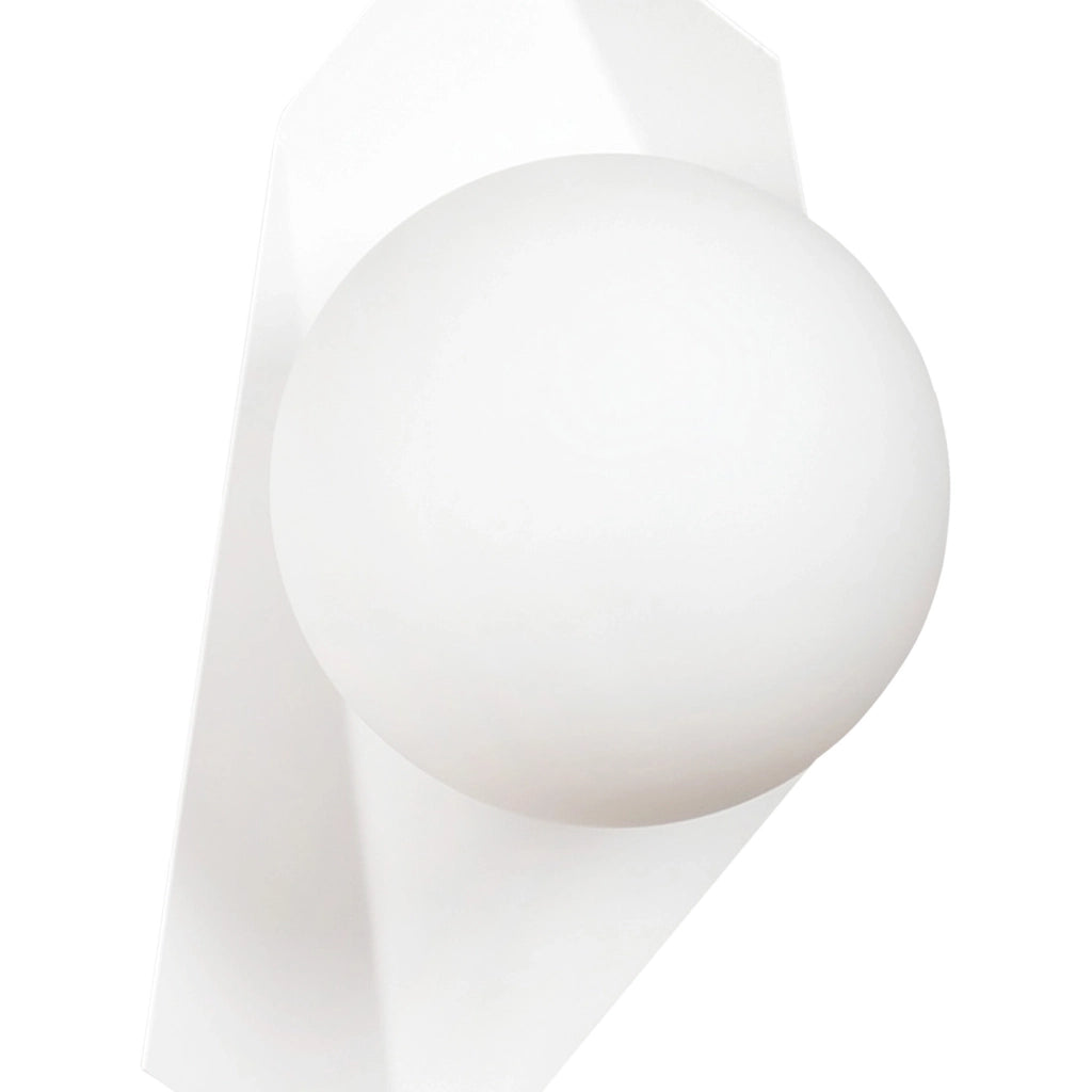 Applique Moderna 1 Luce Parvati In Acciaio Bianco E Sfera Vetro Opalino