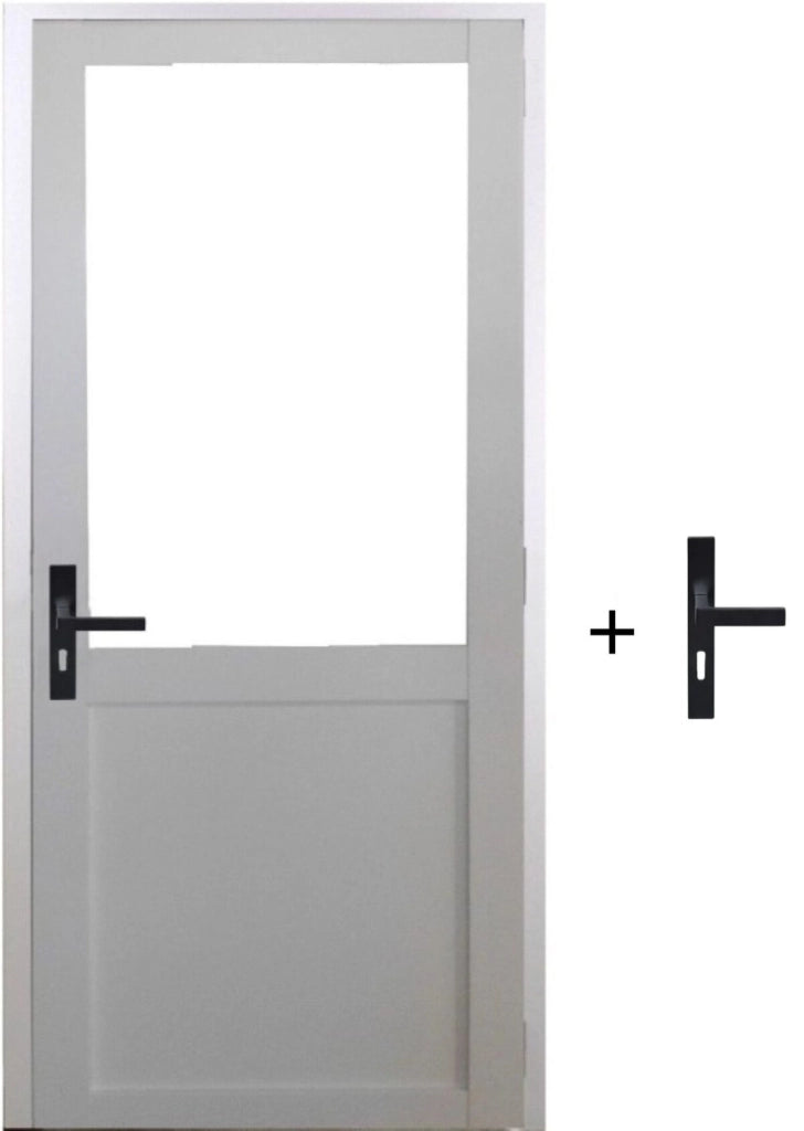 Blocco Porta Officina BIANCO senza montante H204 x L83 Spingendo a Destra Dimensioni Tavolo + Maniglia