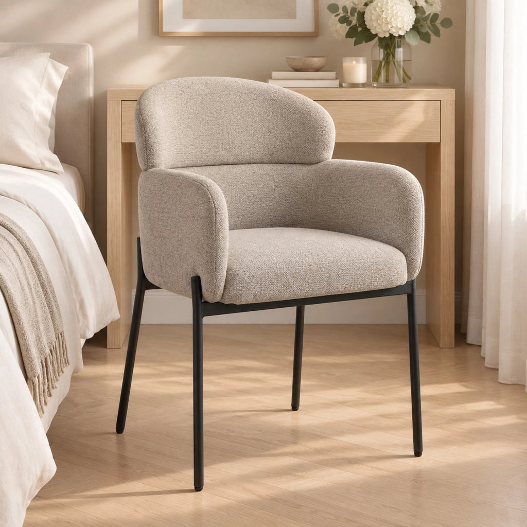 Poltrona con braccioli ergonomica in poliestere marrone chiaro