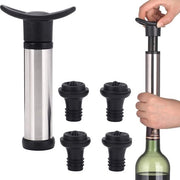 Pompa a vuoto per bottiglie di vino in acciaio inossidabile - 2-in-1 dispensatore di vino - 4 cappi in silicone riciclabili - resistente alle abrasioni e corrosione - per una lunga conservazione - pompa a vino