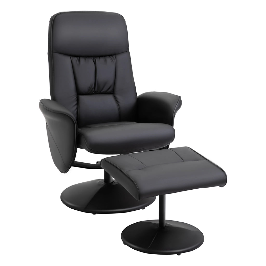 Poltrona Relax Girevole in Similpelle ¨C Zephmum ¨C Nero con Poggiapiedi e Schienale Regolabile