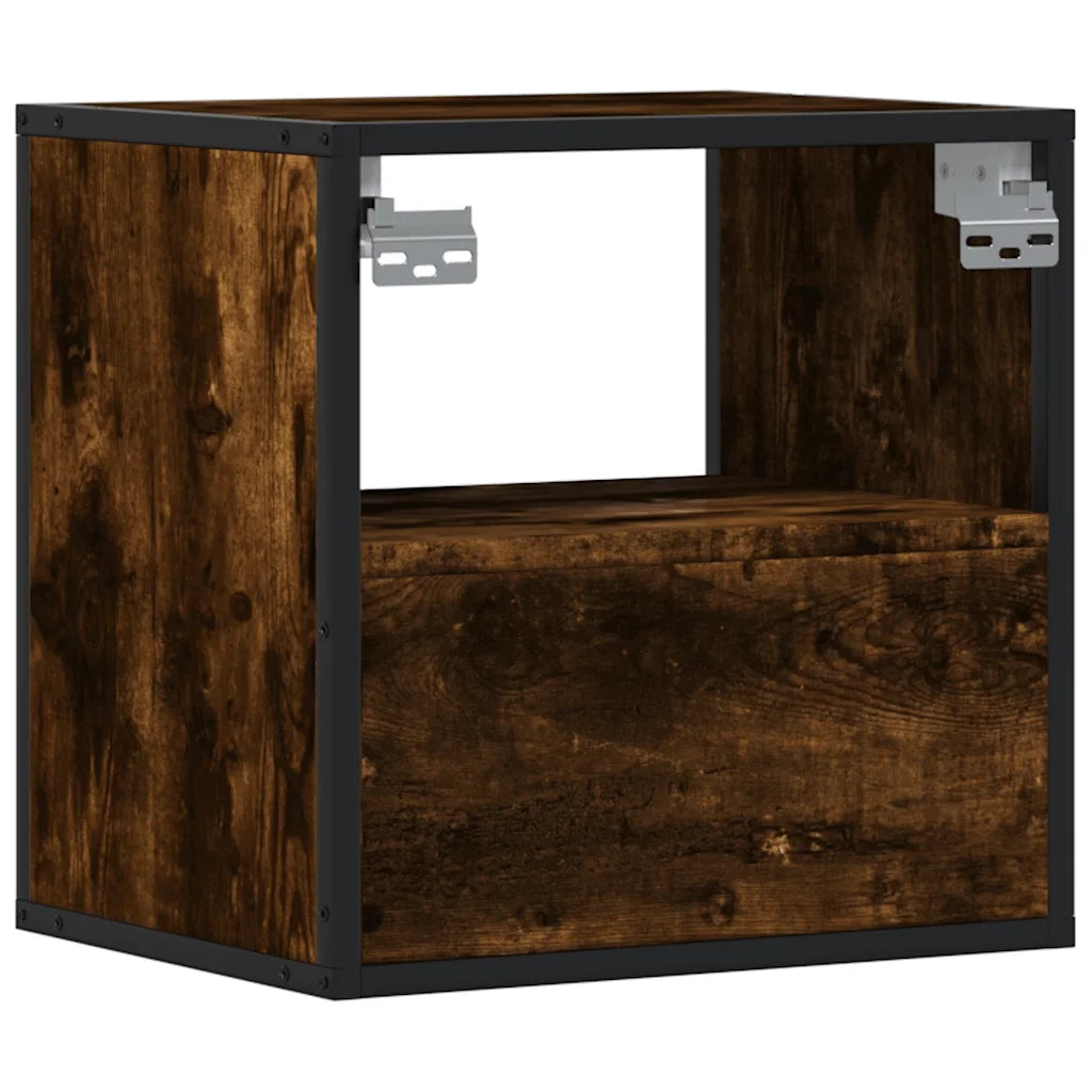 Comodino a Muro-Tavolino da notte sospeso Rovere Fumo 40x31x39,5 cm 304202