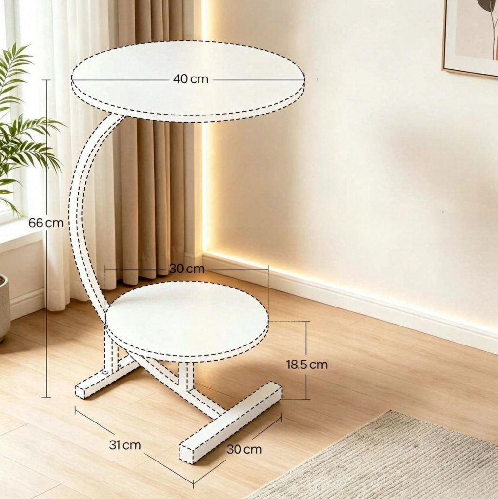 Tavolino rotondo a 2 ripiani in MDF e metallo; ?40/?30 x 66 cm; marrone rustico