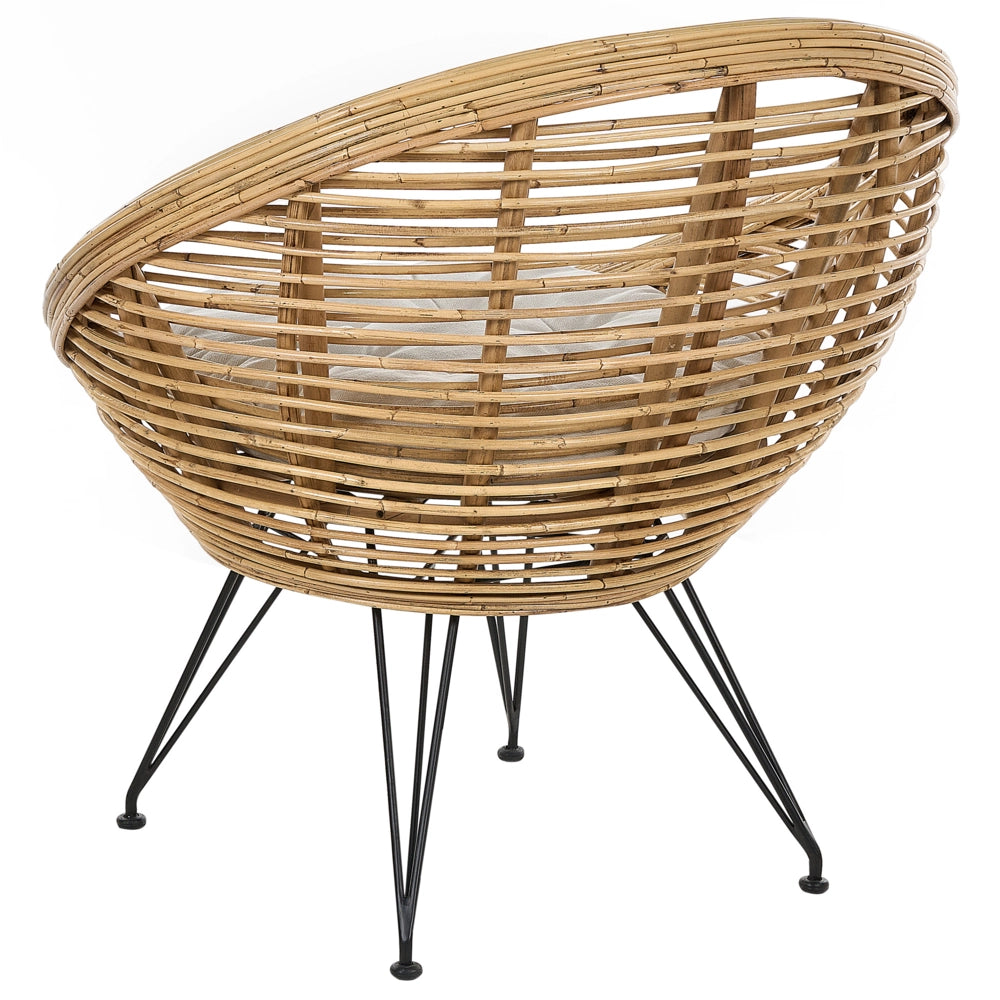 Set di divani a 4 posti in rattan naturale beige chiaro con cuscini in cotone per interni e per esterni in stile bohémien per il giardino e il balcone.