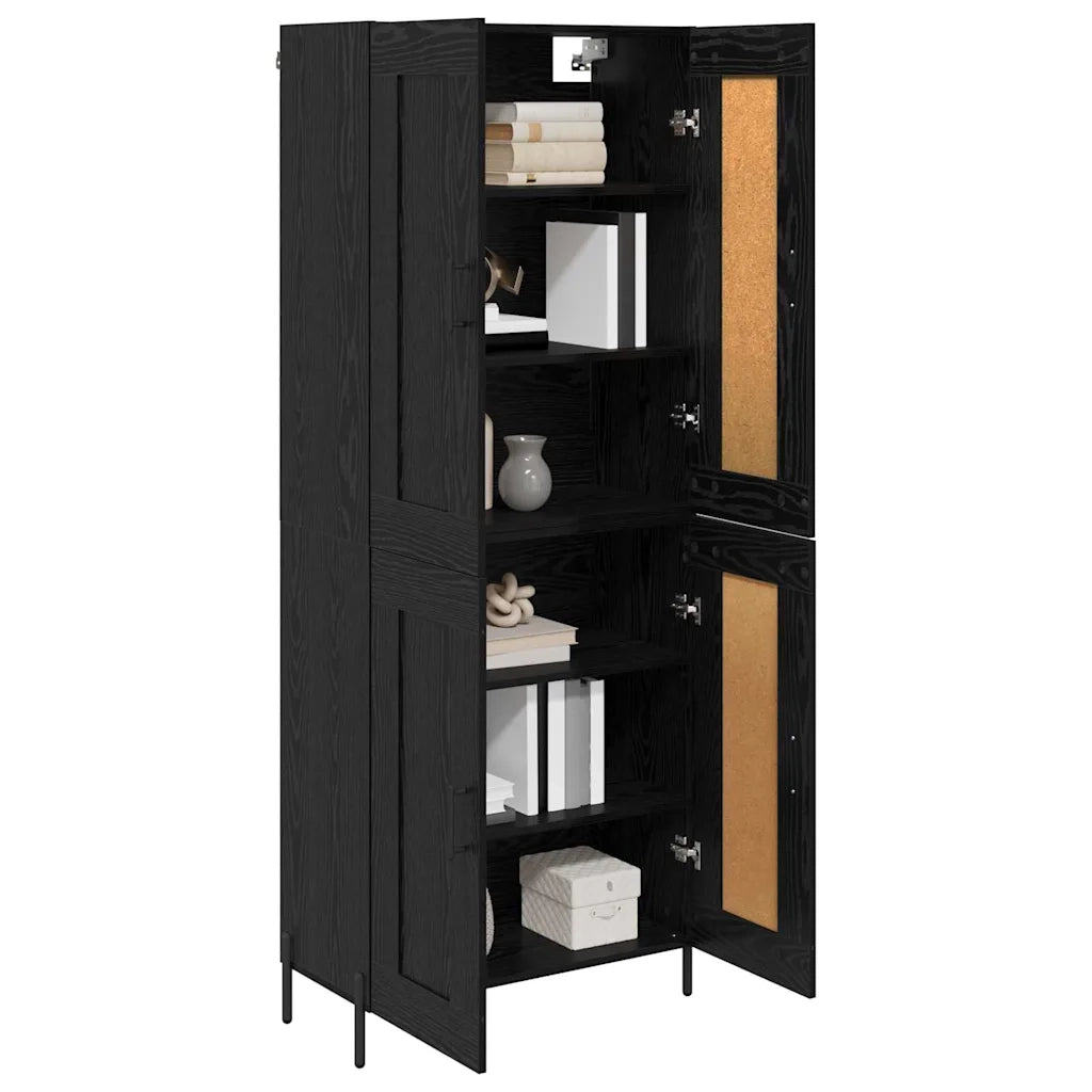 Credenza 2 pz | Madia | Buffet da pranzo | Armadio da pranzo Rovere Nero Legno multistrato