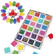 Set di pennelli per bambini con 24 pennelli - Non tossico - Lavabile - Umidità - Impressione di impronta - Pad di inchiostro - Colori - Sicuro per i bambini - Pad di inchiostro