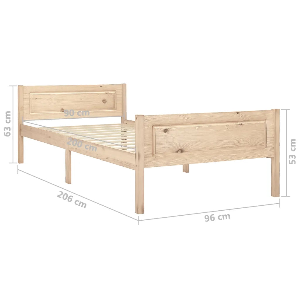 Giroletto senza Materasso 90x200 cm in Legno Massello di Pino 322096