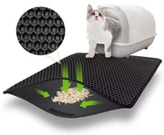 Mat di gatto 60x45 cm con nastro adesivo e grande disegno a foro, mat di gatto acqua e slittamento doppio impermeabile, mat di gatto realizzato con materiale non tossico, mat di gatto nero