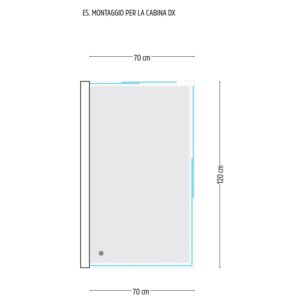 Ogomondo box cabina doccia corner 3 lati cristallo temprato serigrafato 70x120x70 destro