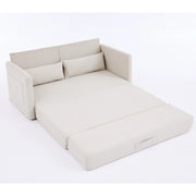 Divano letto 2 posti - con funzione pieghevole e tasche - in tessuto a coste beige