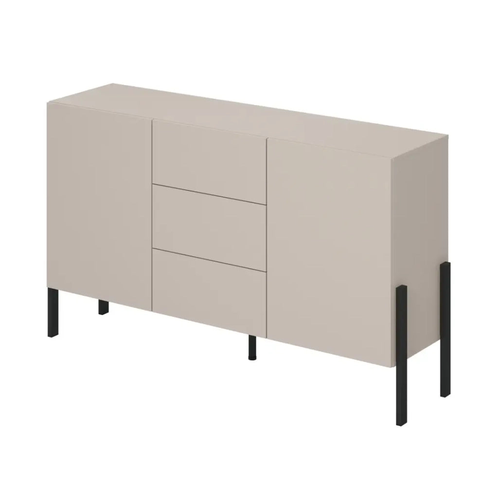 Buffet design collezione SALMA - 2 porte & 3 cassetti – Beige & nero opaco, 154×90×40 cm