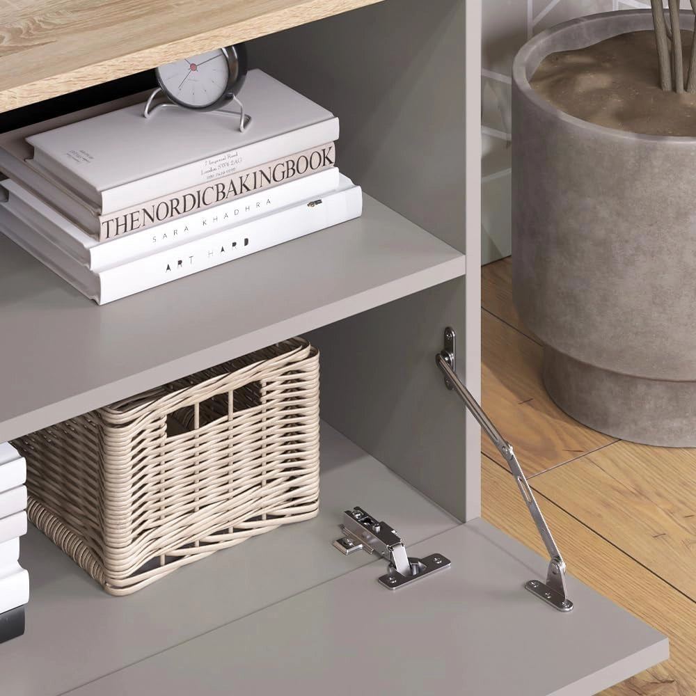Credenza Wido, Grigio, 80 x 50 cm con 1 scomparto chiuso, adatto per la conservazione di oggetti domestici