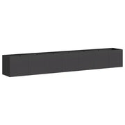 Fioriera rettangolare moderna per esterni 280 x 40 x 40 cm con fondo aperto stile elegante realizzata in acciaio laminato a freddo nero 02_0051478