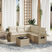 Set Divano da Giardino 6 pz con Cuscini Beige in Polyrattancod mxl 113304