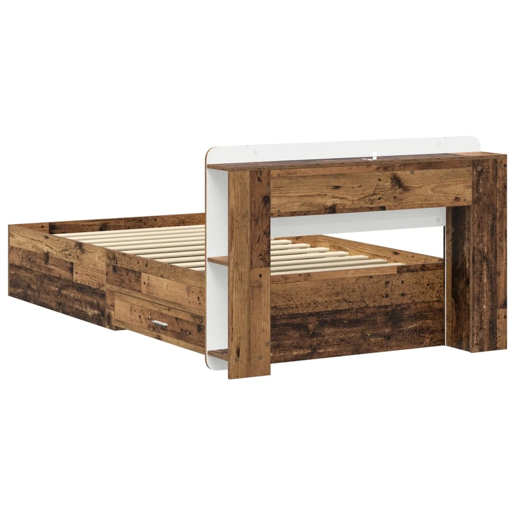 Telaio del letto con storage Legno antico 90 x 190 cm