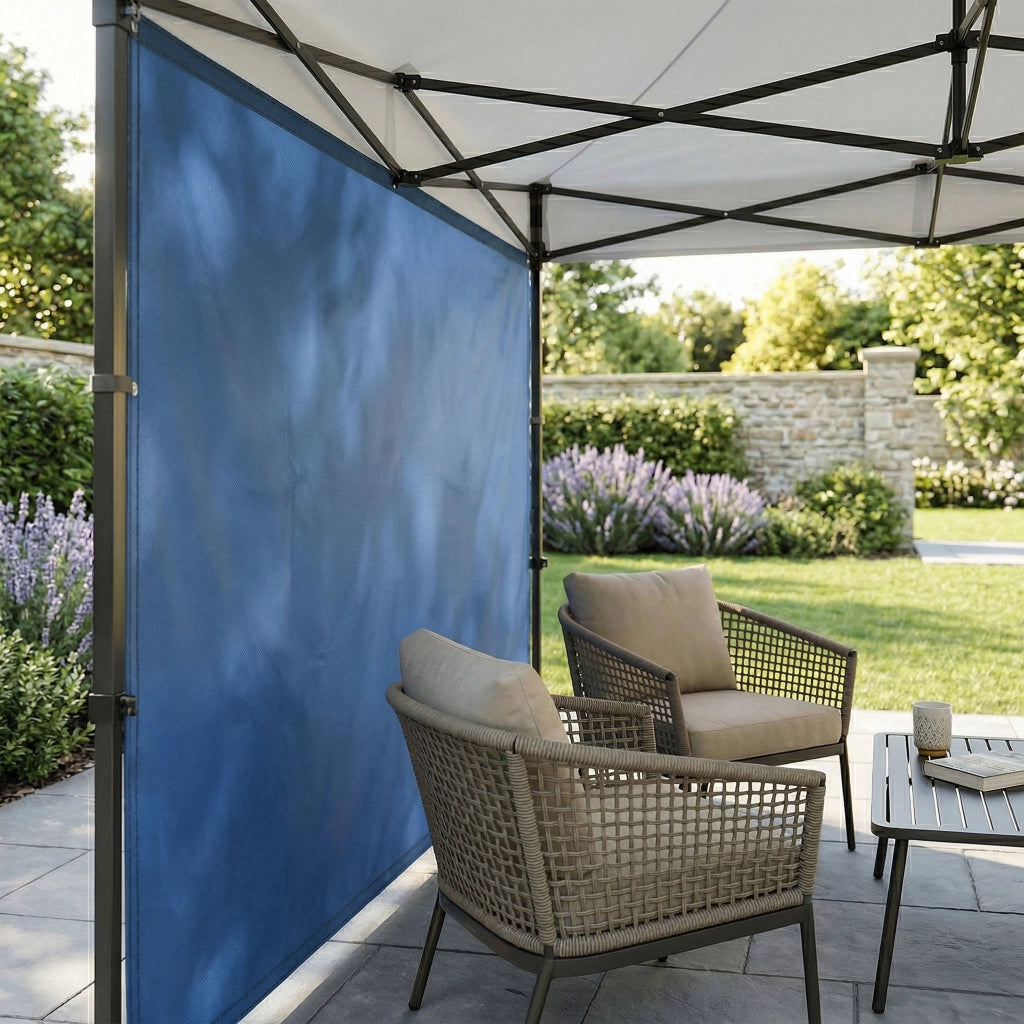 Telo laterale per gazebo da giardino. Telo di ricambio in PVC con velcro. Colore Blu 300X200H cm